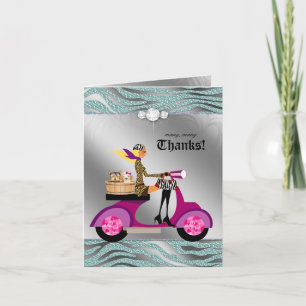 Chien Grooming Carte de remerciements Zebra Turquo