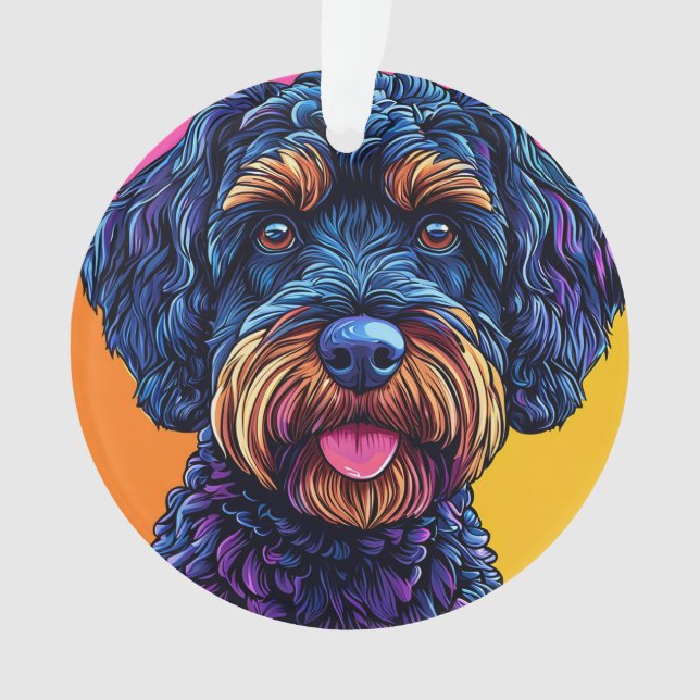 Chien heureux sur fond coloré (devant)