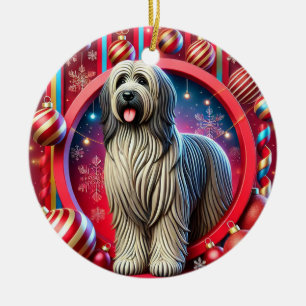 Chien hirsute de fête avec décorations de Noël
