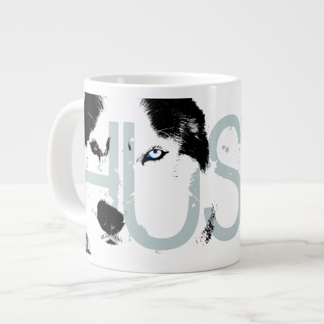 Chien Husky Café Mug Sibérie Husky Sleg Chien Coup (Devant gauche)