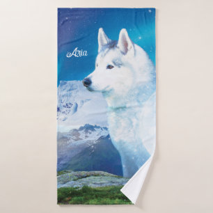 Chien Husky personnalisé avec montagnes