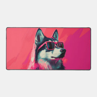 Chien husky sibérien cool avec des lunettes de sol
