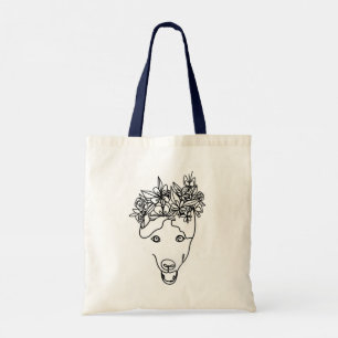 Chien Husky une ligne dessin sac fourre-tout