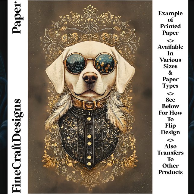 Chien Labrador, Papier de Scrapbooking CM3 Filigra (Créateur téléchargé)