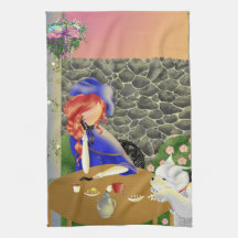 Chien & Lady dans Café Lunch Tea Serviette