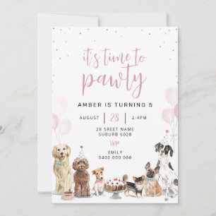Chien laisse Pawty Invitation d'anniversaire