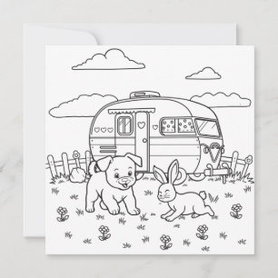 Chien, Lapin et Camp   Page de coloriage du campin