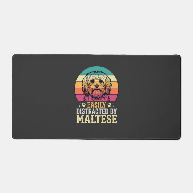 Chien maltais rétro coucher de soleil distrait (Recto)