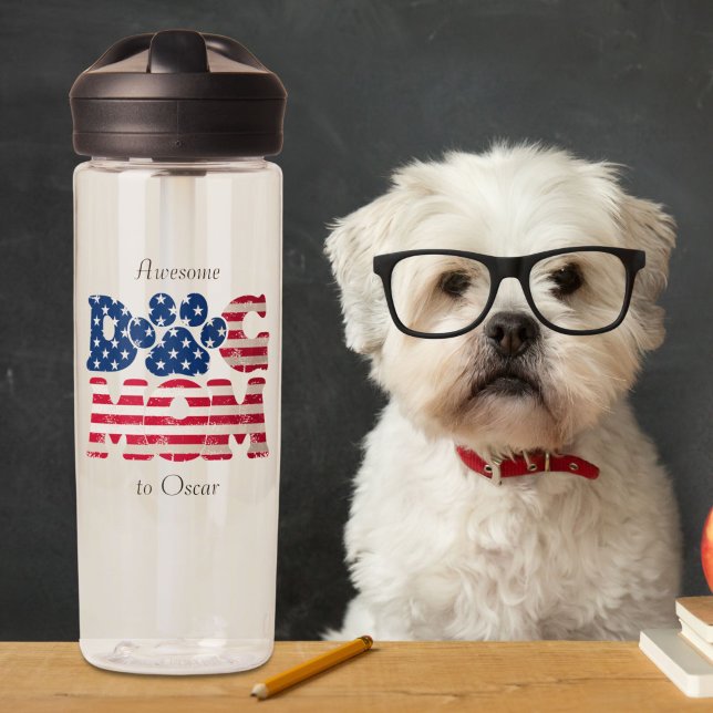 Chien Maman American Drapeau bouteille d'eau (Créateur téléchargé)