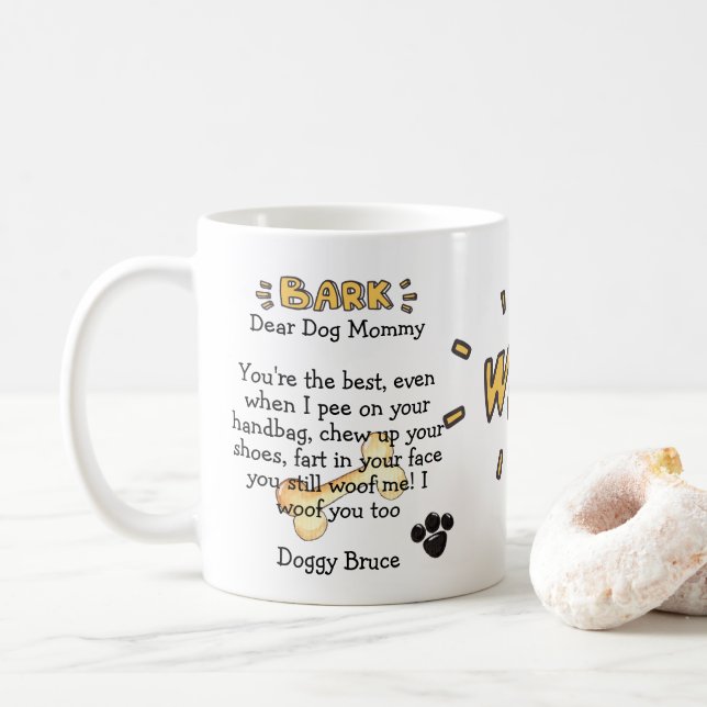Chien maman Drôle Mignonne Mug Cadeaux Personnalis (Avec donut)