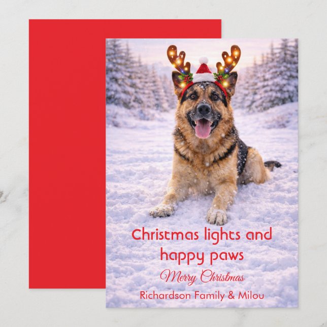 Chien mignon avec citation tendre de Noël carte de (Devant / Derrière)