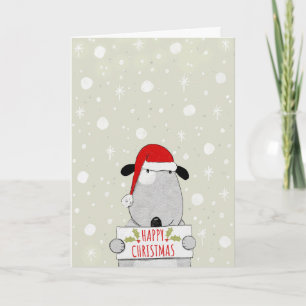 Chien mignon avec joyeux signe de Noël Carte de No