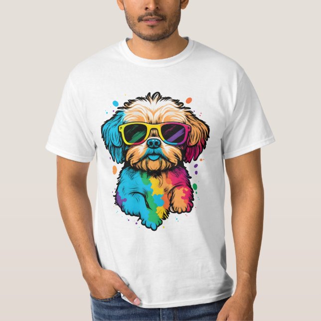 Chien mignon Avec Lunettes T-shirt (Devant)