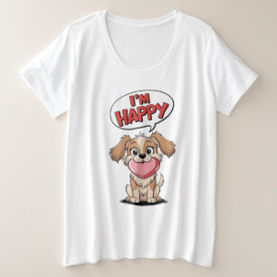 Chien mignon avec un coeur rose et un message joye