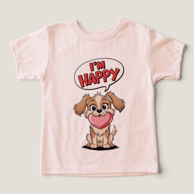 Chien mignon avec un coeur rose et un message joye (Design Recto)