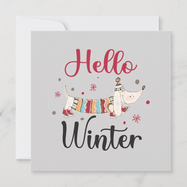 Chien mignon Bonjour hiver (Devant)