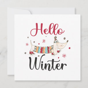 Chien mignon Bonjour hiver