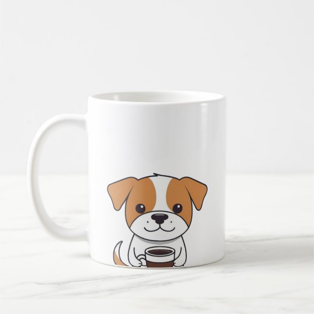 Chien mignon buvant de la Mug de café (Gauche)
