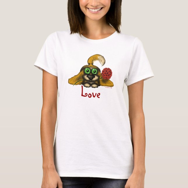 Chien mignon d'amour avec le T-shirt d'art de (Devant)