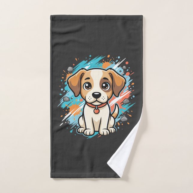 Chien mignon éclaboussure de peinture Art vectorie (Serviette à main)
