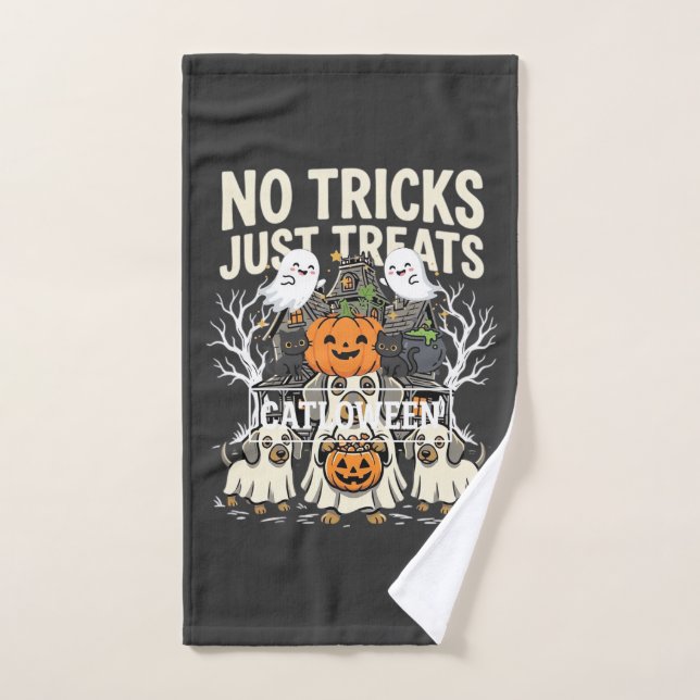 Chien Mignon Halloween Pas de Farces Rien que des  (Serviette à main)