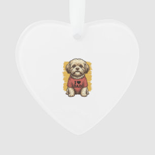 Chien Mignon J'Aime Papa Gravure Vintage Vecteur D