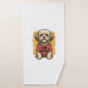Chien Mignon J'Aime Papa Gravure Vintage Vector De