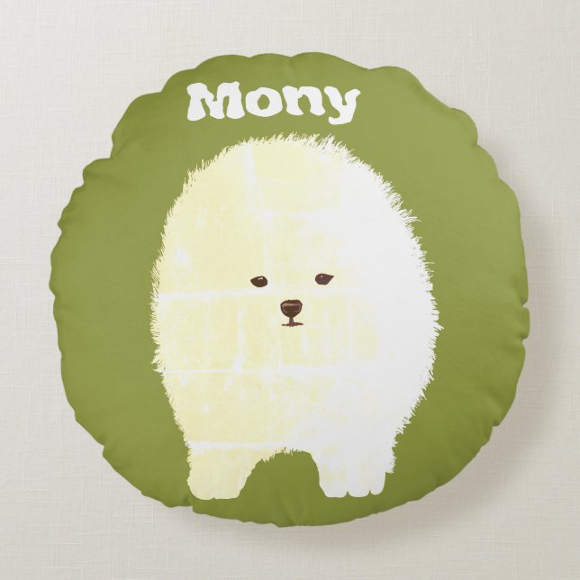 Chien, mignonne Poméranie Fluffy Pet Art coussin r (Devant)
