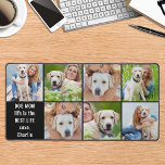 Chien moderne Maman Vie Custom 7 Photo Collage<br><div class="desc">Ce tapis de bureau propose un collage photo personnalisable avec six photos de votre choix, parfait pour présenter votre meilleur ami, animal de compagnie, famille ou enfants. Le design moderne et mignon est idéal pour les mamans, les grands-parents et les amis, ou toute personne qui cherche un accessoire de bureau...</div>