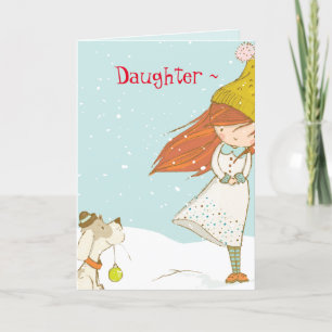 CHIEN N FILLE CARTE DE NOËL