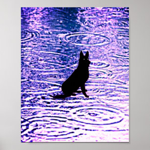 Chien noir aux yeux percés affiche