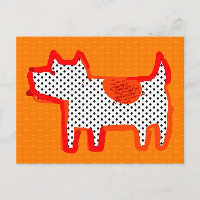 'chien orange' peinture numérique Carte postale (Devant)