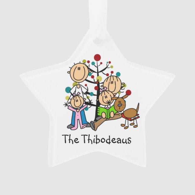 Chien Parents, 2 Filles, Ornement de chien (devant)