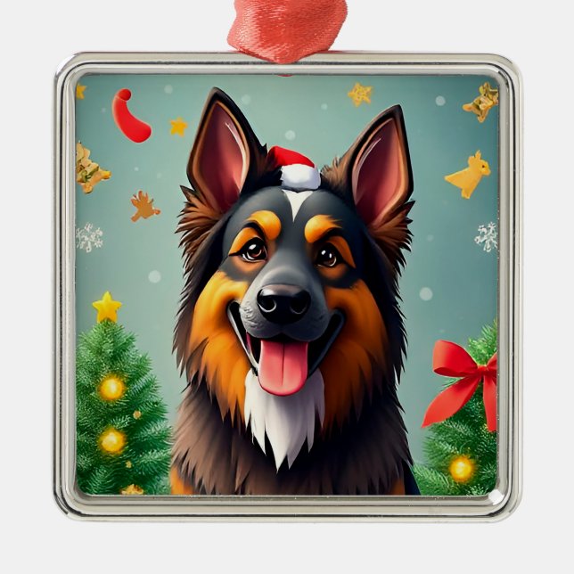 Chien parmi les décorations de Noël (Devant)
