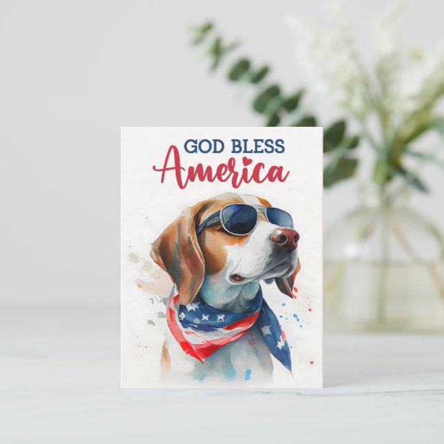 Chien patriote - Beagle Carte du 4 juillet (Debout devant)