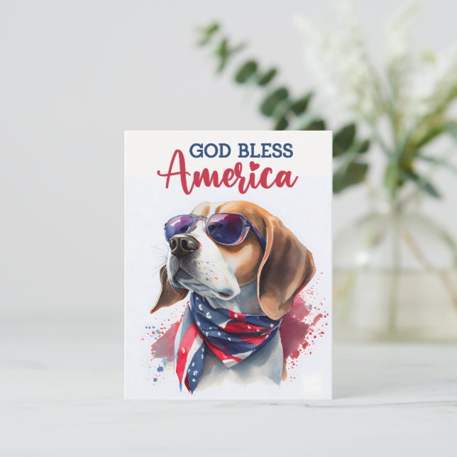 Chien patriote - Beagle Carte du 4 juillet (Debout devant)