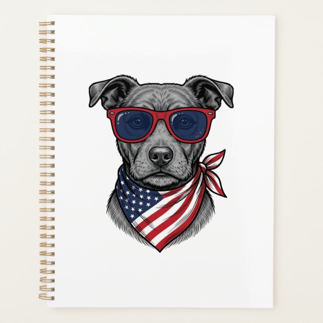 Chien Patriotique Avec Lunettes De Soleil Design D (Devant)
