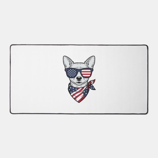 Chien Patriotique avec Lunettes de Soleil Drapeau  (Recto)