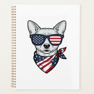 Chien Patriotique avec Lunettes de Soleil Drapeau 