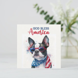 Chien Patriotique - Boston Terrier Carte du 4 juil