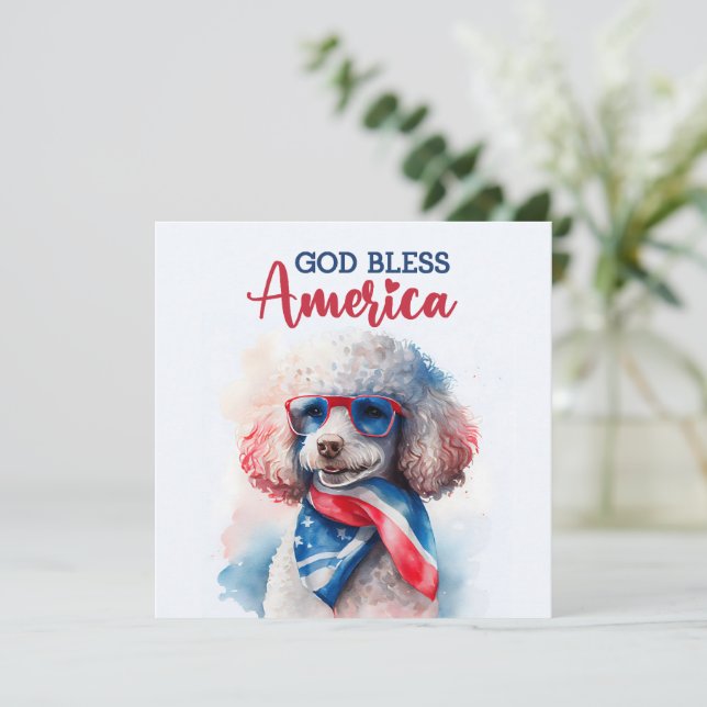 Chien Patriotique-Caniche Carte du 4 juillet (Debout devant)
