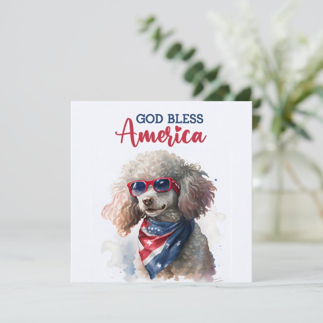 Chien Patriotique-Caniche Carte du 4 juillet (Debout devant)