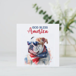 Chien Patriotique - Carte de Bulldog du 4 Juillet