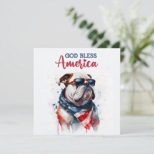 Chien Patriotique - Carte de Bulldog du 4 Juillet