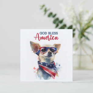 Chien Patriotique-Chihuahua Carte du 4 Juillet