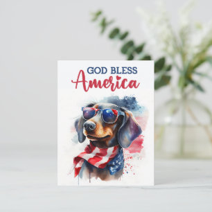 Chien Patriotique - Dachshund Carte du 4 Juillet