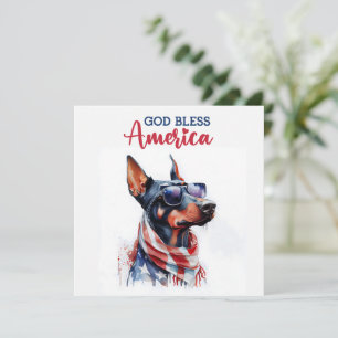 Chien Patriotique - Doberman Carte du 4 juillet