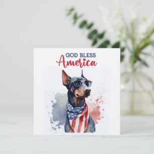 Chien Patriotique - Doberman Carte du 4 juillet