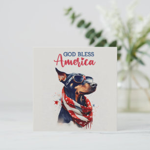 Chien Patriotique - Doberman Carte du 4 juillet