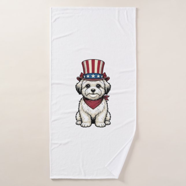 Chien Patriotique Gravure Vintage Design Vectoriel (Serviette de bain)